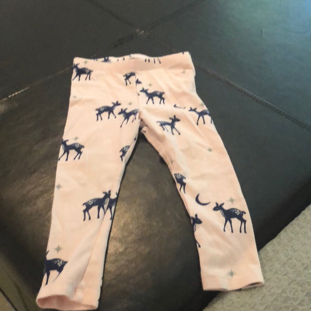 Pink w moon, star, deer print leggings